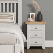 Windsor 3 Drawer Bedside - Ivory/Oak image