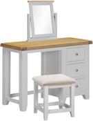 Windsor 3 Drawer Dressing Table Set - Pebble Grey/Oak/Oat Fabric image
