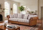 Imperial 4 Seater Sofa - Leather/ Fabric Brown image
