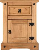 Corona 1 Drawer 1 Door Bedside Cabinet - Distressed Waxed Pine