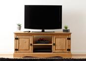 Corona 2 Door 1 Shelf Flat Screen TV Unit - Distressed Waxed Pine