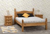 Corona 4'6" Double Bed Low Foot End - Distressed Waxed Pine