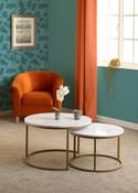 Dallas Round Coffee Table Set - Marble/Gold Effect