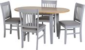 Oxford Extending Dining Set - Grey/Natural Oak Finish/Grey Fabric