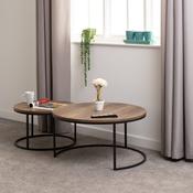 Quebec Round Coffee Table Set - Medium Oak Effect/Black