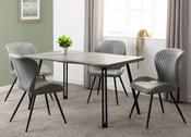 Quebec Wave Edge Dining Set Concrete Effect/Black/Grey Faux Leather