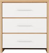Seville 3 Drawer Chest - White High Gloss/Light Oak Effect Veneer image
