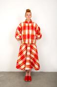 red tartan mohair bomber jacket image