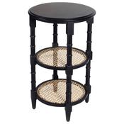 Toulon Black &amp; Rattan Side Table 45x45x72cm image
