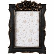 Black &amp; Gold Flower Top Detail Photo Frame 10 x 15cm image