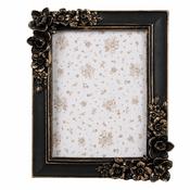 Black &amp; Gold Flower Detail Photo Frame 10 x 15cm image