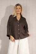 100% Linen Chocolate Brown Shirt