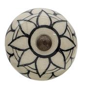 Beige Ceramic Flower Round Furniture Knob image