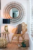 Brown Round Etnic Rattan Mirror image