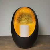 Black &amp; Gold Oval Candle Holder - 38cm image