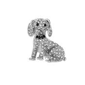 Silver Crystal Dog Pin Brooch image