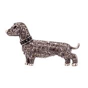 Smokey Crystal Dog Brooch Pin image