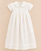 Tara Irish Linen Short Sleeved Christening Gown - Hem Cross - 6-12 Months image