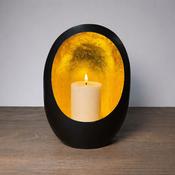Black &amp; Gold Oval Candle Holder - 30cm image
