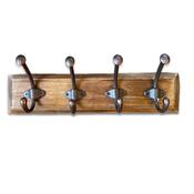 Rustic Wooden Coat Rack With Metal Hooks image