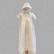 Tara Irish Linen Short Sleeved Christening Gown - Hem Cross - 0-6 Months image
