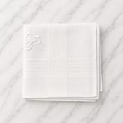 Cotton White Hankie With White Shamrock Embroidery - 40 x 40cm - One Hankie €8.95