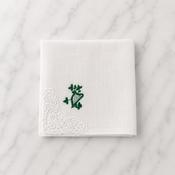 Irish Linen Hankie With Green Embroidered Harp &amp; Crochet Detail - 21 x 21cm image