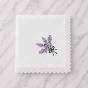 Cotton Hankie With Lavender Embroidery &amp; Crochet Edge - 28 x 28cm - One Hankie €8.95