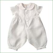 Christening Romper Pintuck Irish Linen - 6-12 months