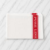 Linen White Tea Towel With Red Stripes - One Tea Towel image