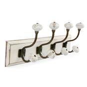Antique White Coat Rack With Metal &amp; Ceramic Hooks image