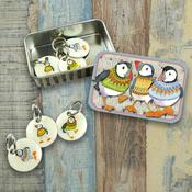 Woolly Puffin Stitch Markers In A Tin | Emma Ball