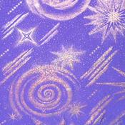 Silver celestial print on purple lycra image