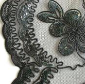 Black corded sequined mesh image