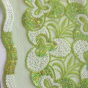 Lime green/white sequined mesh image