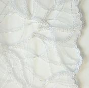 White/silver metallic embroidered net image