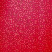Gold scroll on soft red cotton image