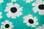 Cotton stretch sateen – Aqua green floral image
