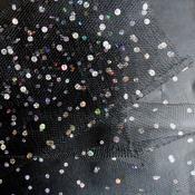 Black stiff net with silver holo dot