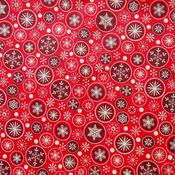 Snowflakes on red cotton image