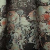 Taupe &amp; coral floral jersey