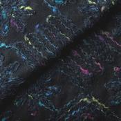 Black embroidered wool mix coating