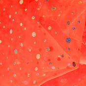 Flo Orange Organza with silver holo dots image