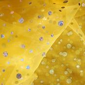 Flo Yellow Organza with silver holo dots image