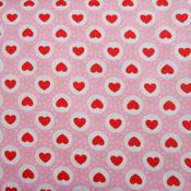 Red hearts on pink cotton poplin image