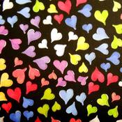 Happy Hearts on Black cotton image