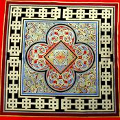 Celtic squares panel – red, black &amp; gold image