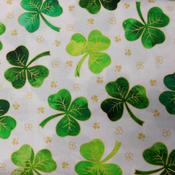 Lucky Shamrocks on White Cotton