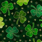 Lucky Shamrocks on Bottle Green Cotton image