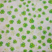 Soft print Shamrocks on White Cotton image